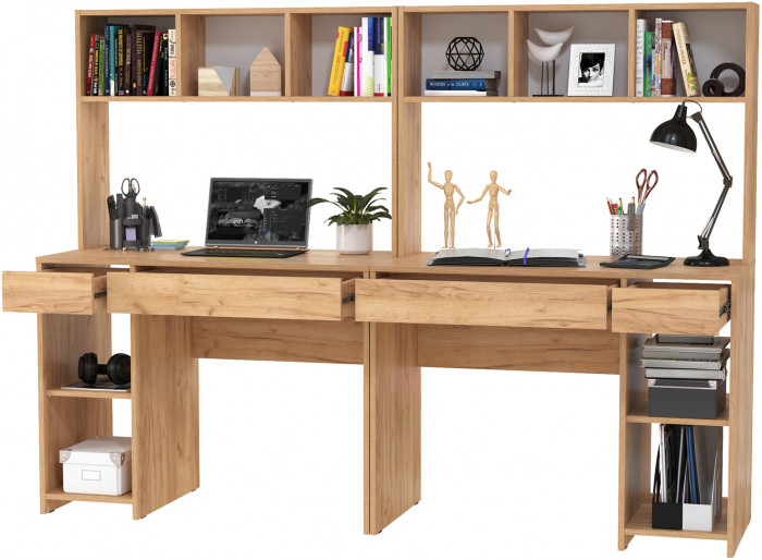 компьютерный стол Комфорт 12.77F + компьютерный стол Комфорт 12.77F, дуб крафт золотой