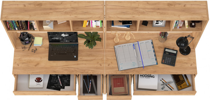 компьютерный стол Комфорт 12.77F + компьютерный стол Комфорт 12.77F, дуб крафт золотой