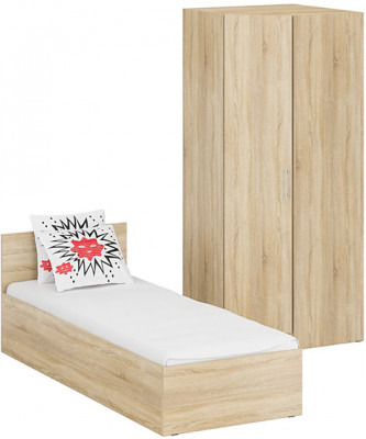 Кровать 0800 + угловой шкаф Стандарт, дуб сонома