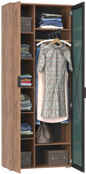 Гранд 13.226 Шкаф, цвет дуб крафт табачный, ШхГхВ 82х38,7х203,6 см., универсальная сборка