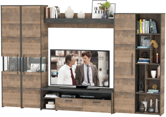 Трувор Гостиная 033, цвет дуб гранж песочный/интра, ШхГхВ 332,4х45,4х210 см., универсальная сборка