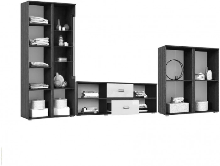 Гостиная Ким, вариант №1 (Венге / Белый глянец)