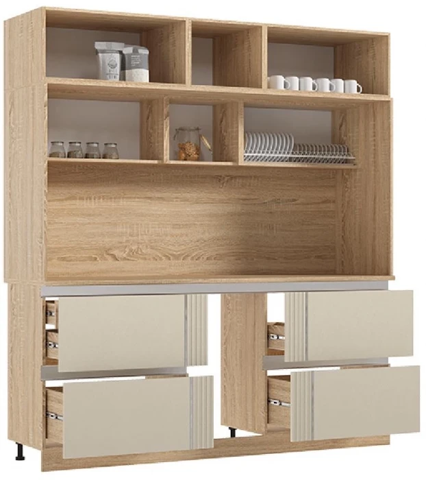 Кухня МДФ Карина Центральная секция 2050 (с местом под посудомойку) Пластер Аворио/Сонома