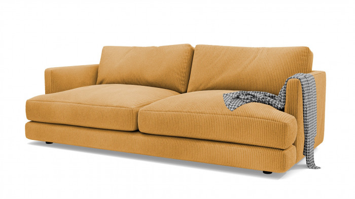 Диван Ибица Cilium Umber 215*116*93 см, Желтый Вельвет Еврокнижка Фиеста