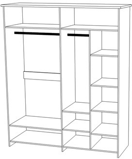 Шкаф четырехдверный "Скандинавия" - Бетон пайн светлый/Дуб наварра