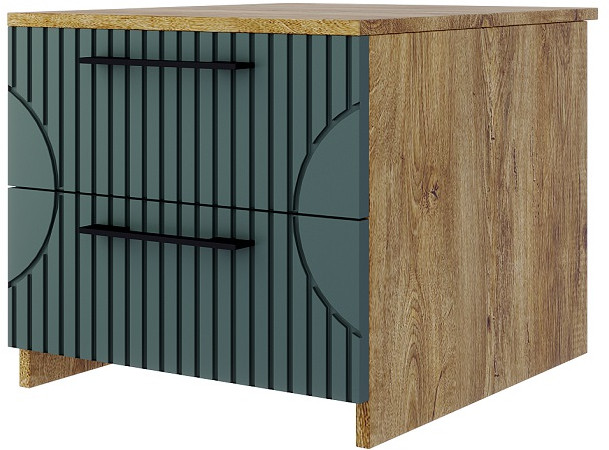 Тумба прикроватная "Монтале" - Дуб канзас/Зеленый матовый