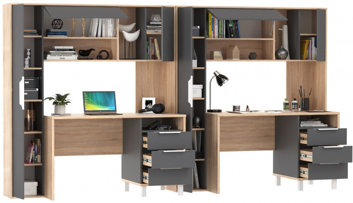 компьютерный стол Комфорт 12.95N + компьютерный стол Комфорт 12.95N, дуб сонома/тёмно-серый