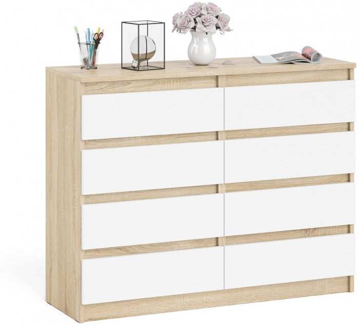 Мори Комод МК1200.8, дуб сонома/белый