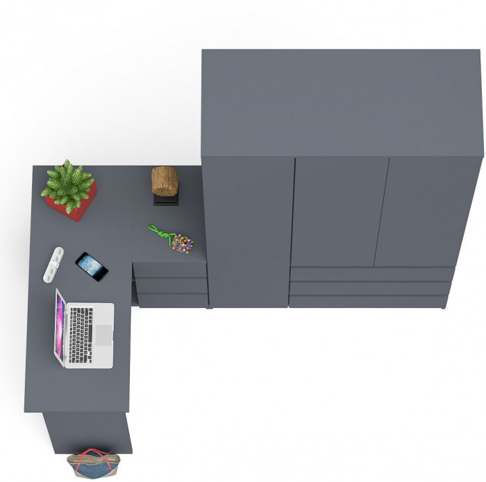 Мори Стол компьютерный МС-16 правый + Шкаф МШ1200.1, цвет графит, ШхГхВ 244,8х84,9х209,6 см., выдвижные ящики справа, НЕ универсальная сборка