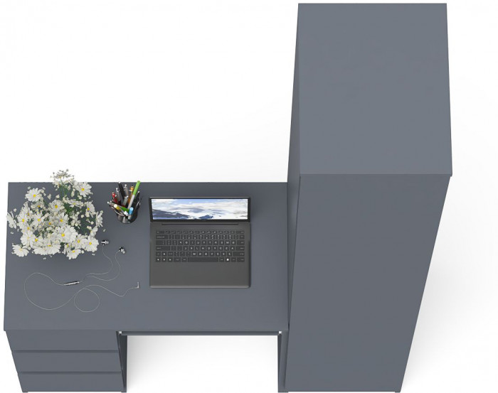 Мори Стол компьютерный МС-6 левый + Пенал МШ400.1, цвет графит, ШхГхВ 130,4х50,4х209,6 см., выдвижные ящики слева, НЕ универсальная сборка