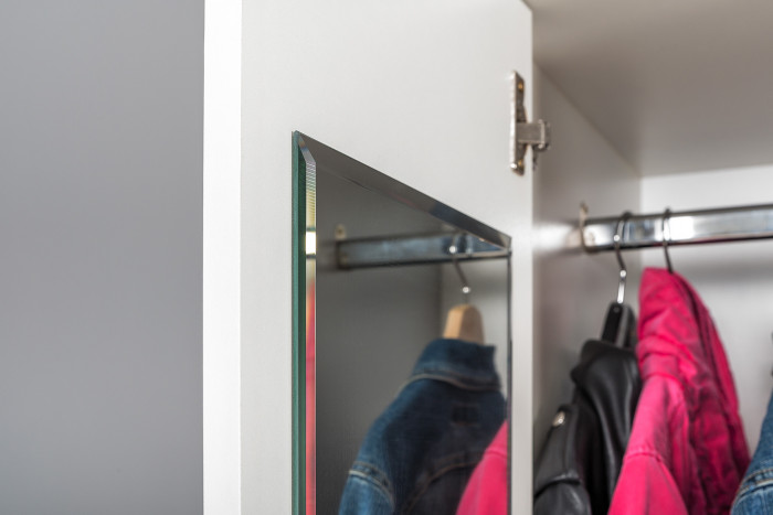 Торонто 11.39 Кровать + 13.333 Шкаф для одежды, белый шагрень/стальной серый