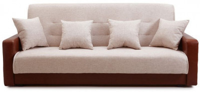 Диван-книжка Лондон, 140х190, рогожка/экокожа бежевая