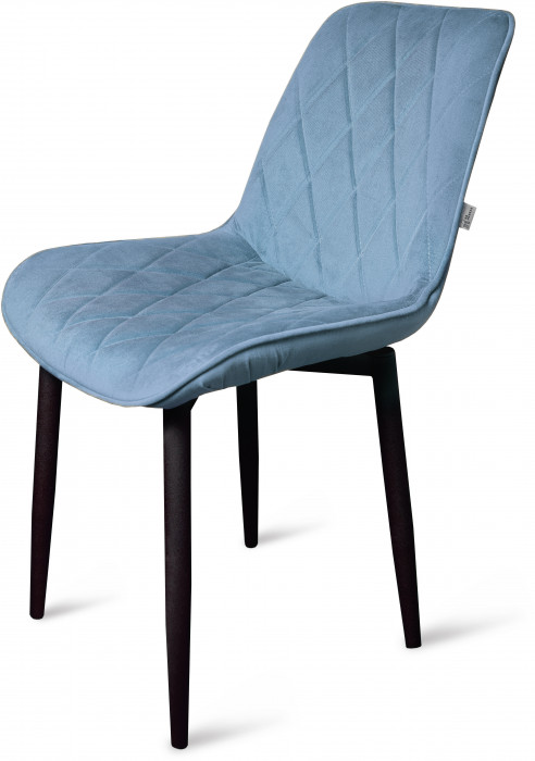 Стул "Оскар" черный матовый Томми 21 серо-голубой