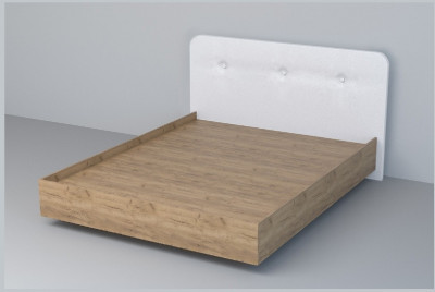 Кровать 1,6 арт.031 (Пуговицы) ЛН. (Дуб Крафт Золотой/К/з Белый Глянец)