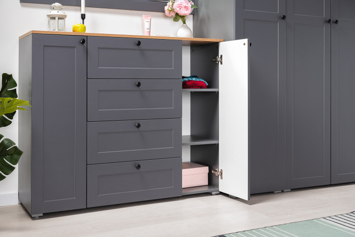 Остин Прихожая 33, цвет серый графит/дуб крафт золотой, ШхГхВ 200х54,3х229,6 см., универсальная сборка