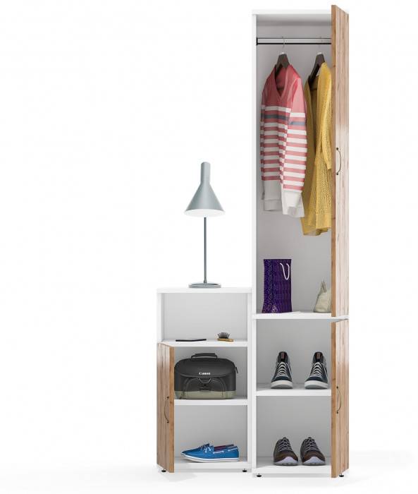 Лидер-8 Пенал МД 23Б + Тумба МД 3.19, белый шагрень/крафт золото