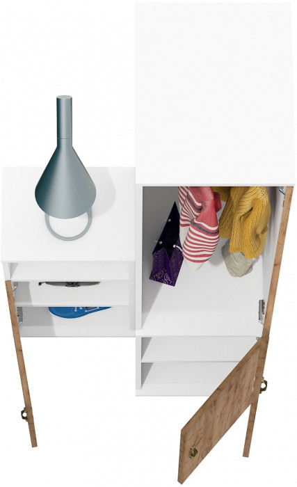 Лидер-8 Пенал МД 23Б + Тумба МД 3.19, белый шагрень/крафт золото