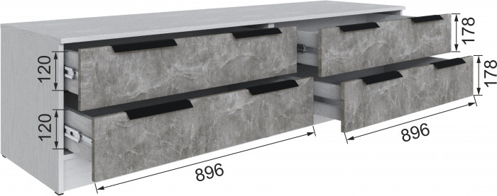 Тумба ТВ Мадрид №1 (1,8), Белый/Ателье светлое
