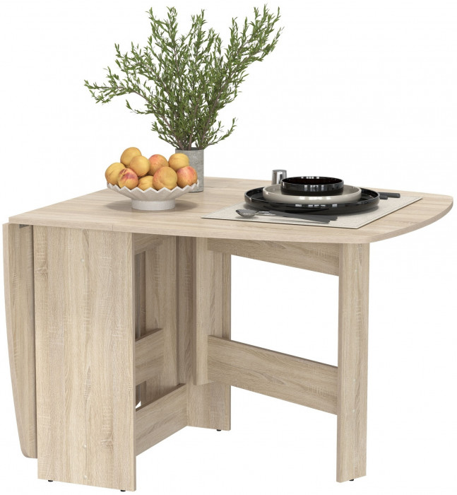 Стол-книжка раскладной 1-65М1дубсон, цвет дуб сонома, ШхГхВ 170х90х74 см., 30х90х74 см. сложенный