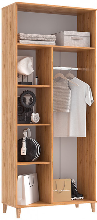 Шкаф 2-х дверный Ирис, Крафт золотой/Браш графит