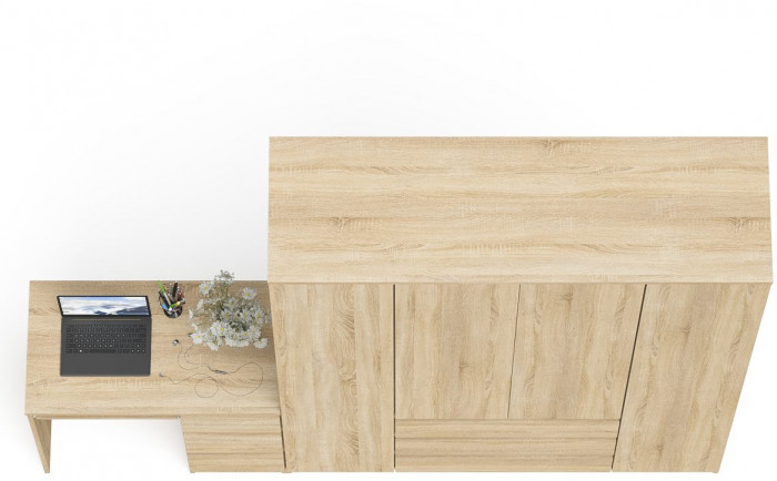 Мори Стол компьютерный МС-6 правый + Шкаф МШ1600.1, цвет дуб сонома, ШхГхВ 250,4х50,4х209,6 см., выдвижные ящики справа, НЕ универсальная сборка