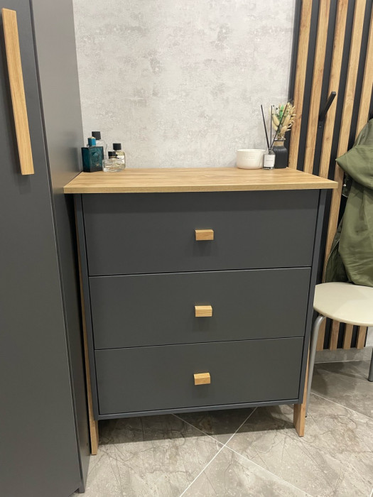 Комод "Скандинавия" - Антрацит/Дуб наварра