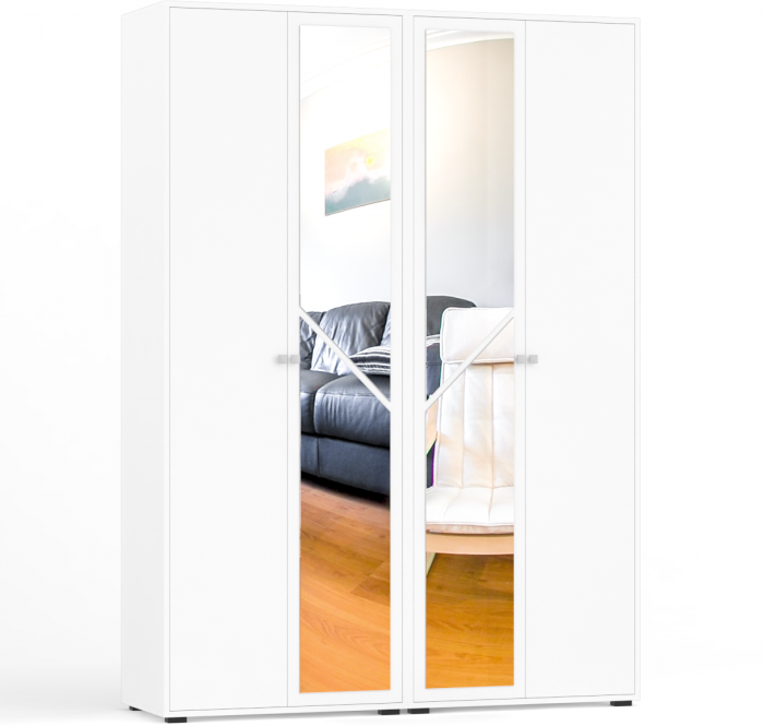 Камелия спальня № 9 Кровать с ящиками 1600 + Две тумбы + Стол косметич. + Зеркало + Шкаф 4-х, цвет белый, сп.м. 1600х2000 мм., б/м, осн. есть