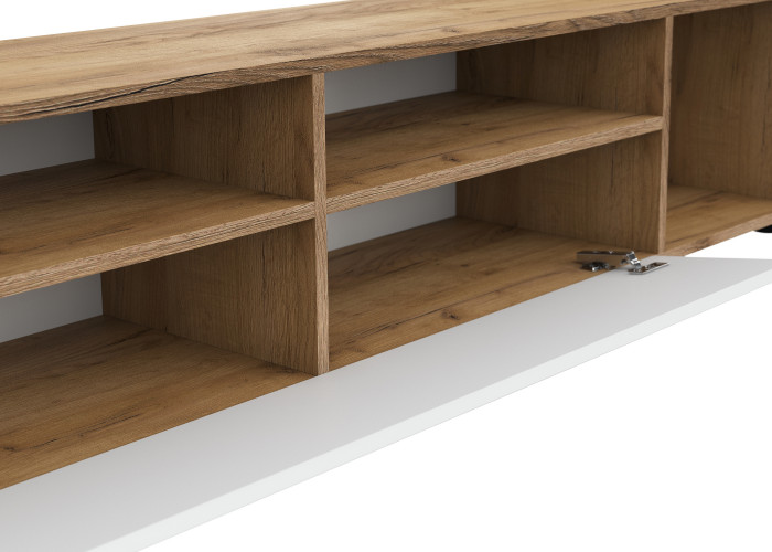 Тумба для ТВ Байкал, Дуб золотой, Белый матовый