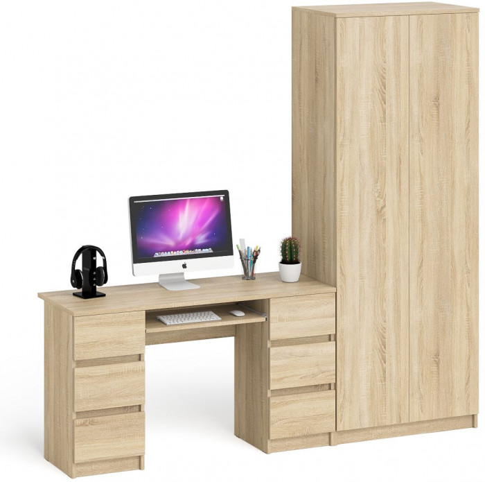 Мори компьютерный стол МС-2 + Шкаф МШ800.1, дуб сонома