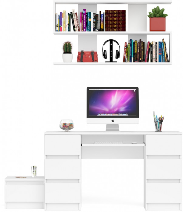 Мори Стол компьютерный МС-2 + Тумба ТМП400.1 + Полка 1200, цвет белый, ШхГхВ 175,8х50х209,6 см., универсальная сборка