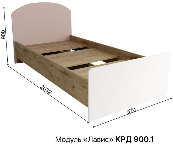 МС Лавис Кровать КРД 900.1 90 (Белый/Белый софт / Грей софт)
