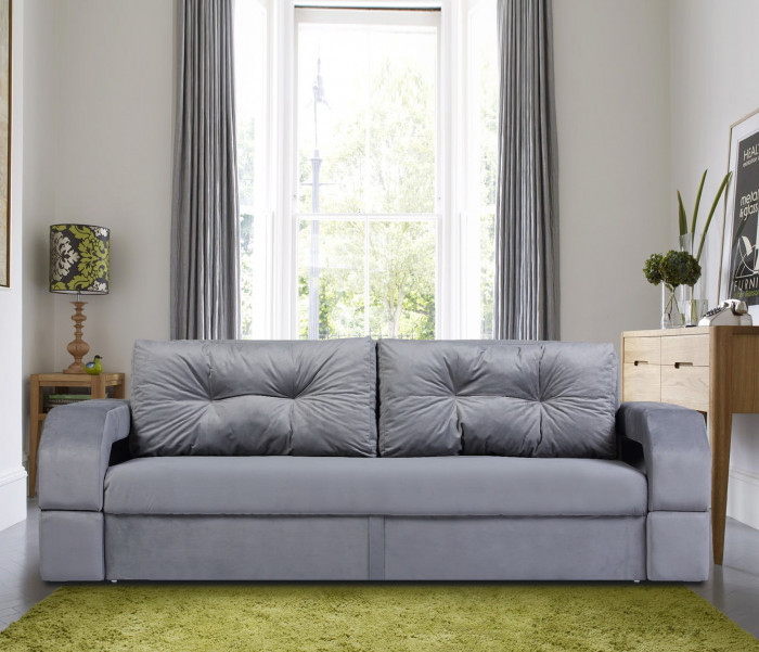 Диван-кровать Манчестер, еврокнижка, велюр, 150х195, серый