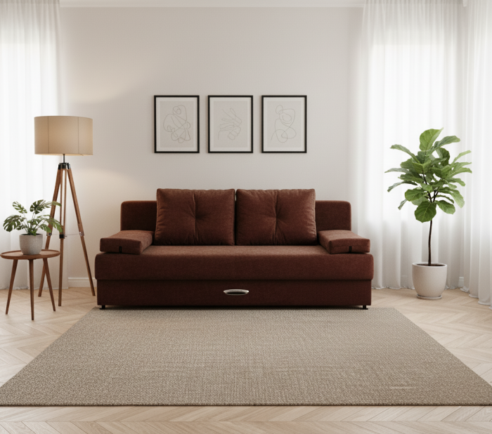 Диван-еврокнижка Амстердам Мини люкс, 150, велюр коричневый