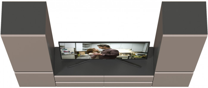 Сидней Комплектация № 007, цвет корпус: антрацит/фасады: МДФ веллюто капучино, ШхГхВ 229,9х41,3х205,2 см., ниша для ТВ 129х41х100 см., универс. сборка