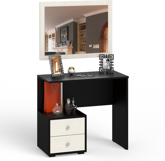 Камелия Стол косметический + Зеркало, цвет венге/дуб лоредо, ШхГхВ 85х40х145 см., НЕ универсальная сборка