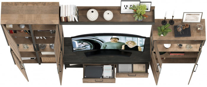 Трувор Гостиная 039, цвет дуб гранж песочный/интра, ШхГхВ 325,2х45,4х210 см., универсальная сборка