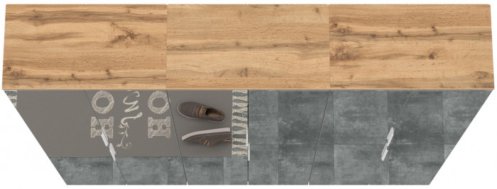 Октава 13.338 Шкаф для одежды + 13.338 Шкаф + 13.338, цвет серый графит/дуб крафт золотой/фасады МДФ серый графит/зеркало, ШхГхВ 193,2х35,3х197,6 см.