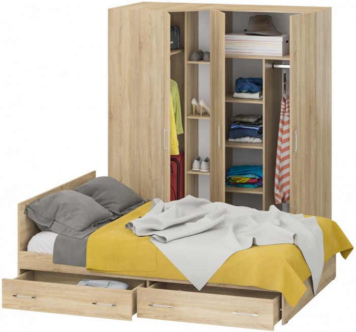 Спальня Стандарт 2-1400Я, дуб сонома