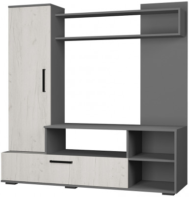 Гостиная "Евро 2" Графит/Дуб крафт белый