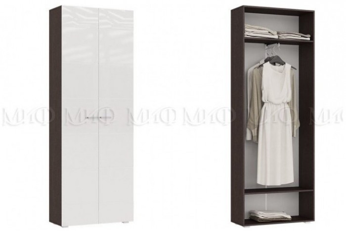 Нэнси Шкаф двухдверный для одежды 346, венге / белый глянец, склад