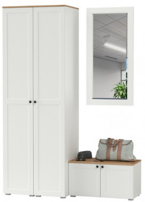 Остин Прихожая 36, цвет белый шагрень/дуб крафт золотой, ШхГхВ 160х54,3х229,6 см., универсальная сборка