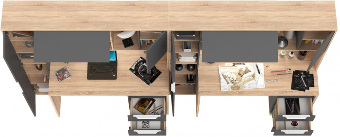 компьютерный стол Комфорт 12.95N + компьютерный стол Комфорт 12.95N, дуб сонома/тёмно-серый