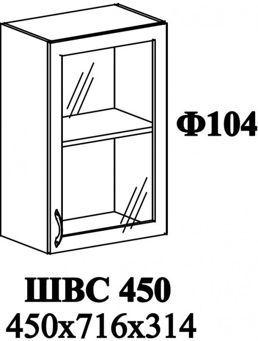 Ф-104 Пасаденна (ШВС 450) МДФ бетон графит