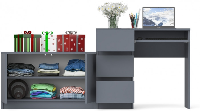 Мори компьютерный стол МС-6 левый + Тумба МА900.1, графит