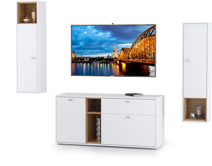 Бэль № 07, цвет дуб крафт золотой/белый премиум, ШхГхВ 235х43х180 см., НЕ универсальная сборка