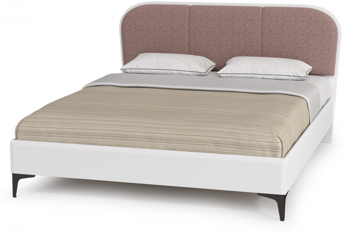 Валенсия Спальня 11.36.02 Кровать БЕЗ ортопеда, цвет ЛДСП белый шагрень/МДФ бел шагрень/ткань велутто 19, ШхГхВ 174х204х103,8 см., 1600х2000, б/м, б/о