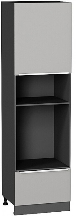 Кухонный гарнитур Фьюжн-07, МДФ, 270 см, Графит/Ангел/Светло-серый шелк (Мрамор черный)