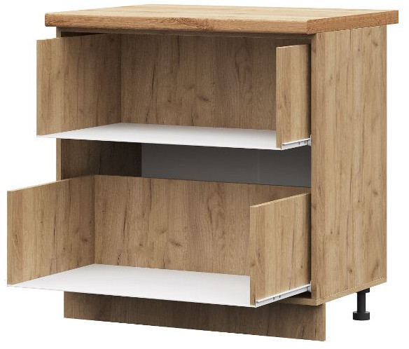 ШН2Я 800 корпус шкаф нижн. с 2 ящ (800*840*474) ПВ дуб крафт золото