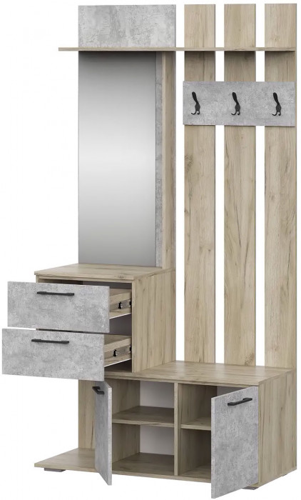 мс для прихожей Бостон ВШ-1 дуб крафт серый/бетонный камень