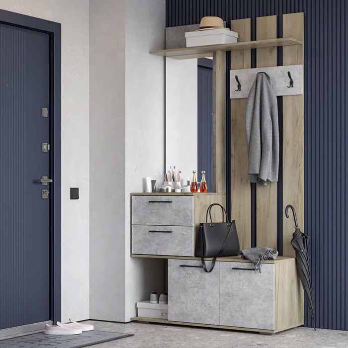 мс для прихожей Бостон ВШ-1 дуб крафт серый/бетонный камень